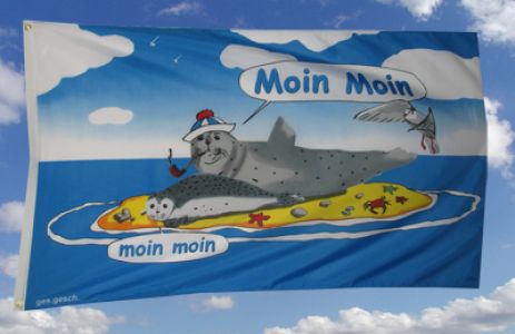 Seehund MoinMoin Sandbank Fahne / Flagge 90x150 cm Motiv 3