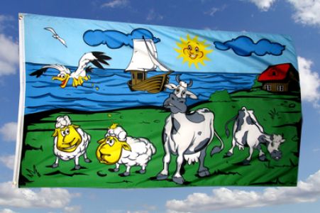Khe und Schafe an der Kste Fahne/Flagge 90x150cm Motiv 2