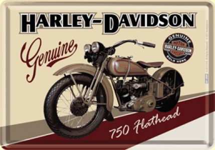 Harley-Davidson Flathead Blechpostkarte 10 x 14 cm