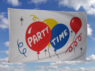 Party Time Fahne/Flagge 90cm x 150cm