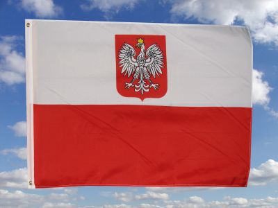 Polen mit Wappen Fahne 60 x 90 cm
