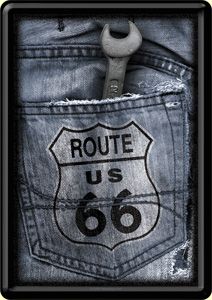 Route 66-Jeans Blechpostkarte 10 x 14 cm