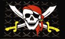Pirat mit Kopftuch (kleine Sbel) Fahne/Flagge 90x150 cm Nr. 6